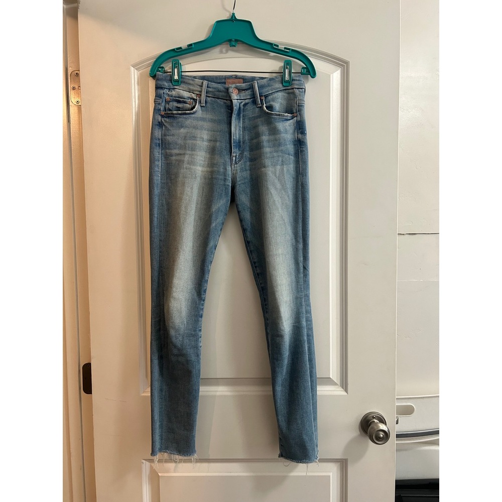 Mother‎ High Waisted Looker Ankle Fray Jeans Au Revoir Light Blue Size 26
